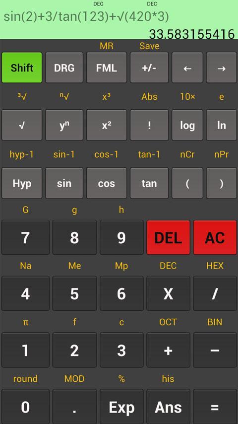 Kal Scientific calculator截图1