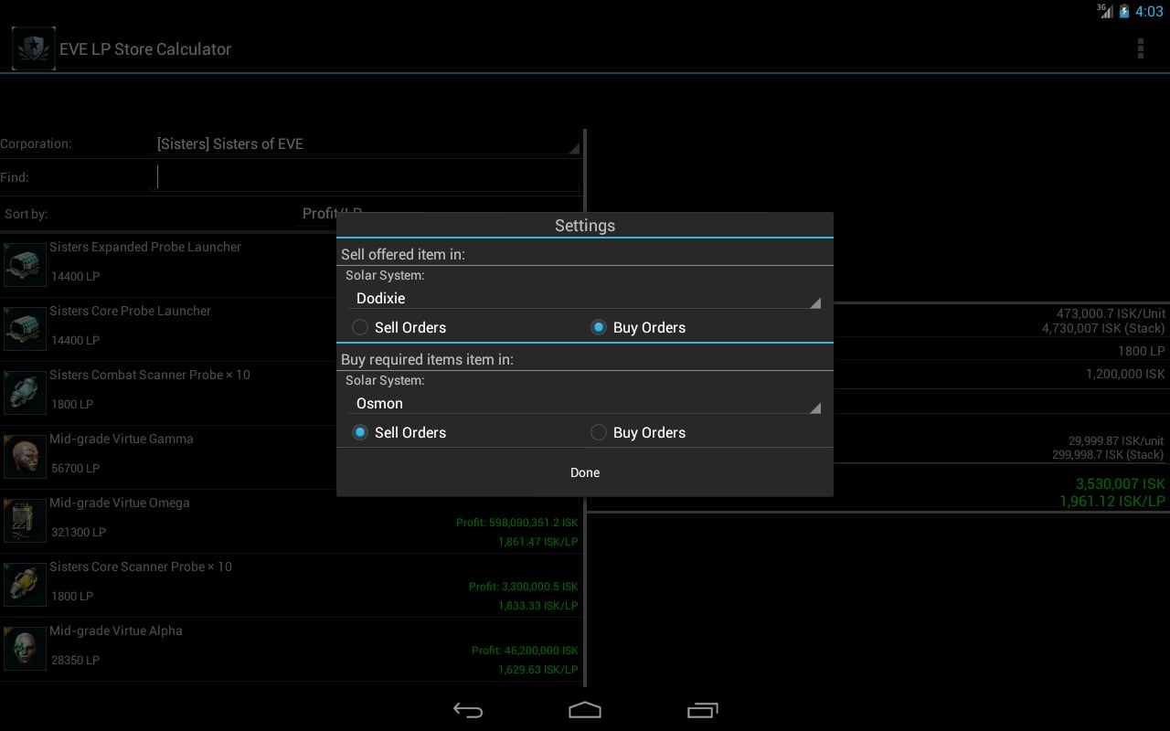 EVE LP Store Calculator截图1