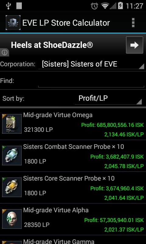 EVE LP Store Calculator截图3