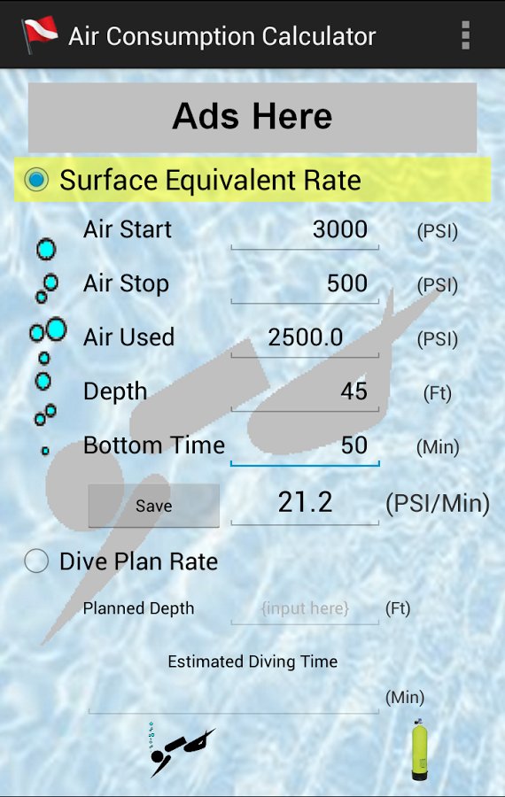 Scuba Diving Air Usage C...截图3