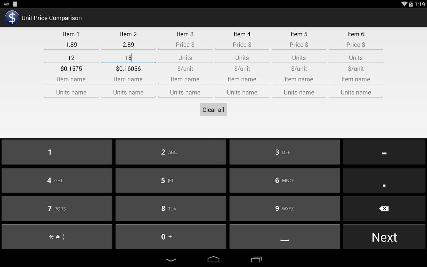 Unit Price Comparison截图1