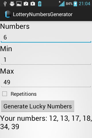 Lucky Lottery Number Gen...截图2