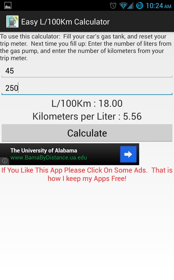 Easy L/100Km Calculator截图1