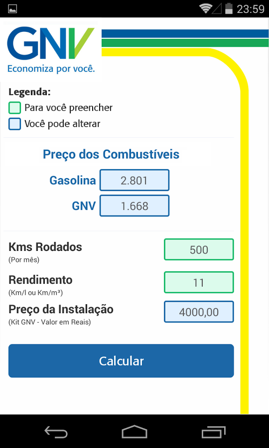 Simulador de Economia GNV截图3