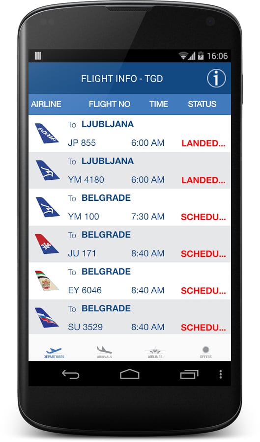 Podgorica Flights Info截图4