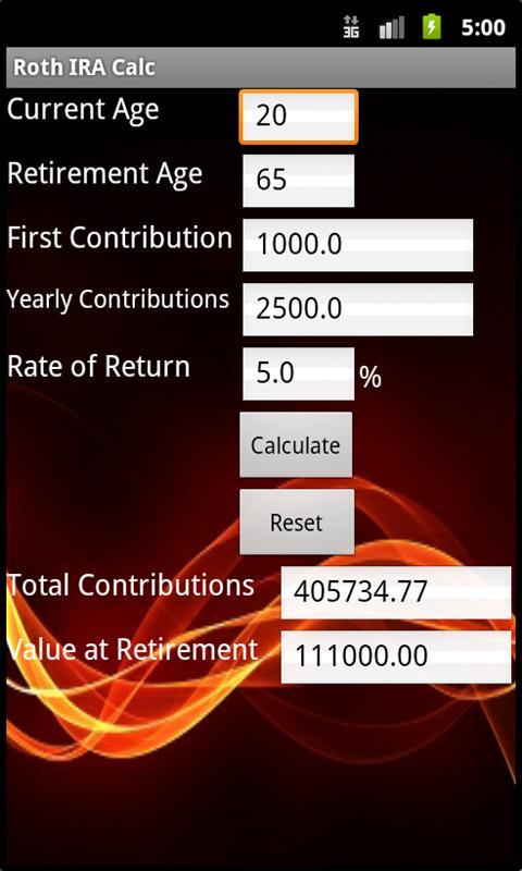 Roth IRA Calculator截图2