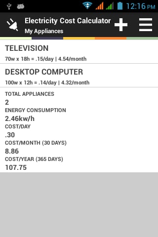 Electricity Cost Calcula...截图5