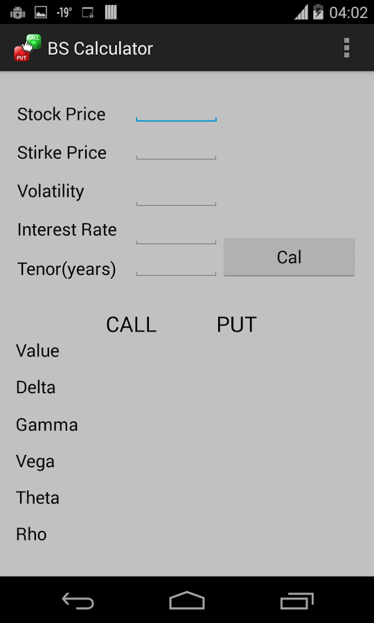 Black Scholes Calculator截图1