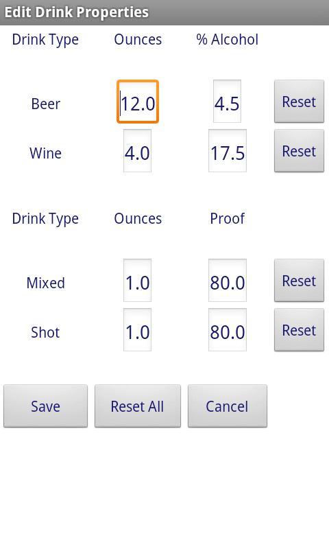 Blood Alcohol Estimator截图4