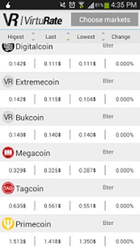 VirtuRate Bitcoin Rates Live截图1