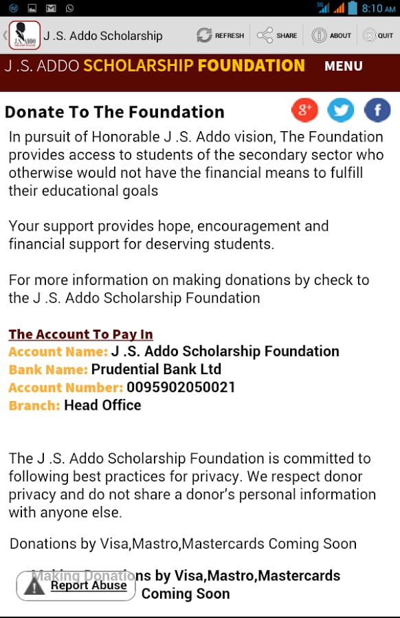 JS Addo Scholarship Foun...截图5