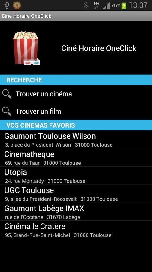 Cinema Horaire OneClick截图1