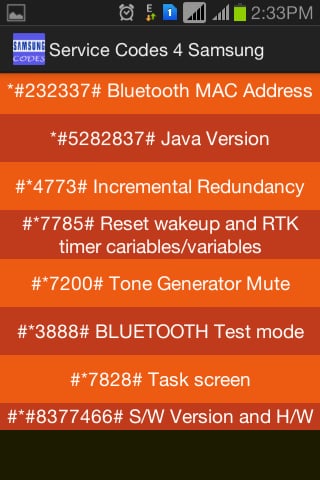 Service Codes 4 Samsung截图2