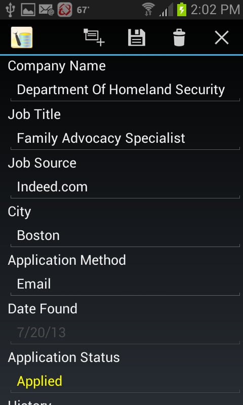 Job Application Db截图3