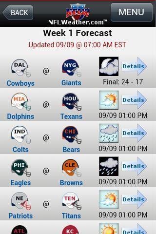 NFLWeather &amp; Scores截图2