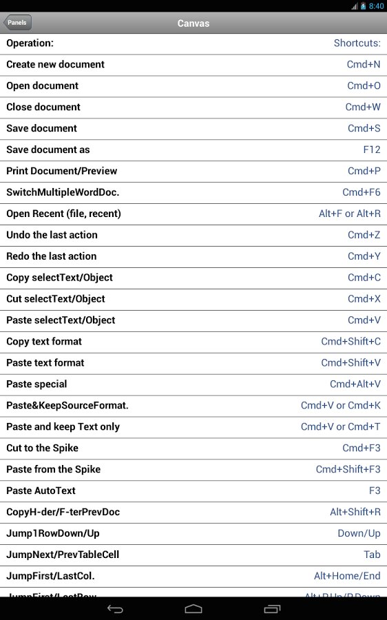 Shortcuts for Mac Word截图6