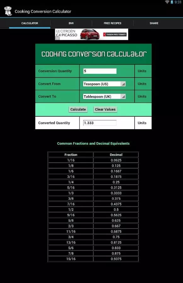 Cooking Conversion Calcu...截图3