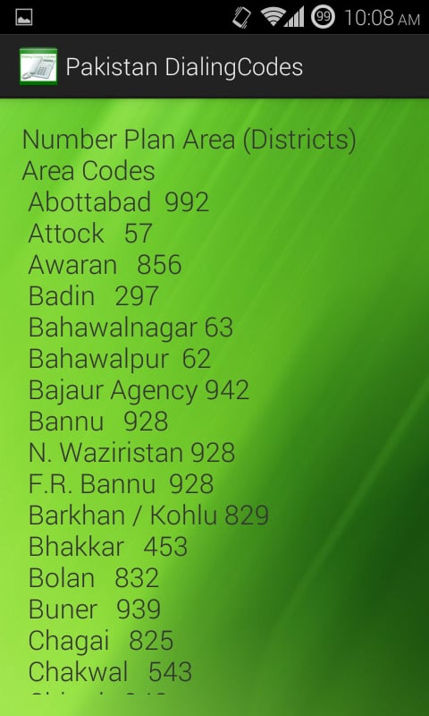 Pakistan Dialling Codes截图1