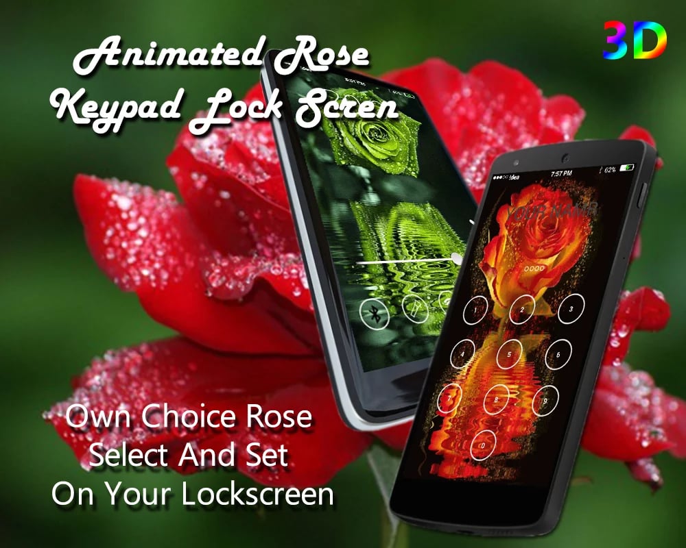 Rose Keypad lock Screen截图3