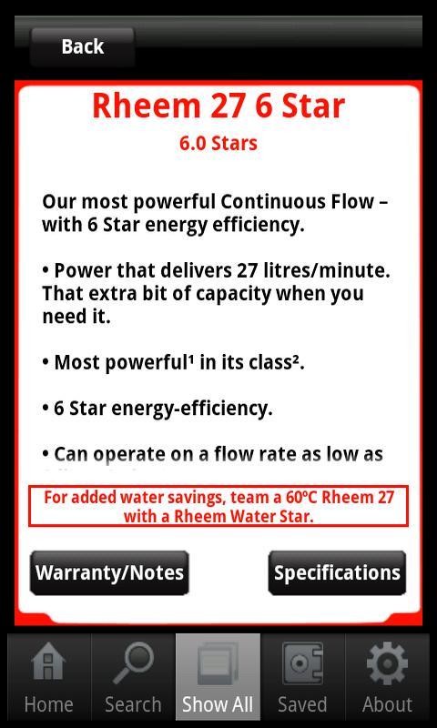 Rheem Continuous Flow Selector截图3