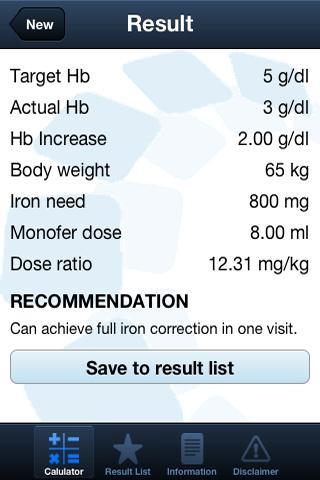 Monofer Dosing Calculator截图2