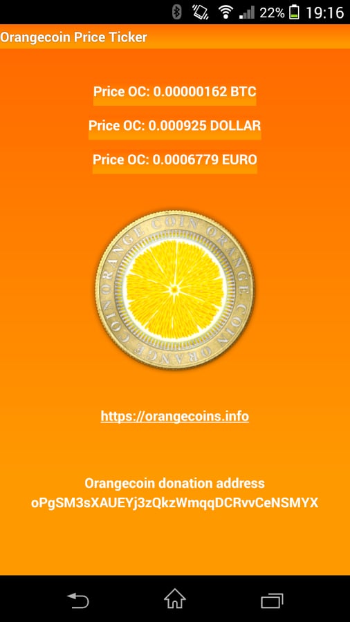 Orangecoin(OC) price tic...截图1