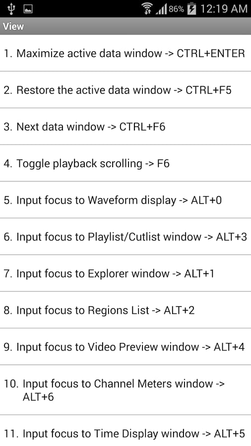 Shortcuts Sony Acid Pro截图8