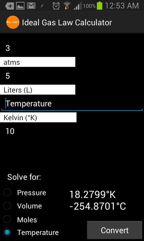 Ideal Gas Law Calculator截图2