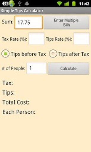 Simple Tips Calculator截图1