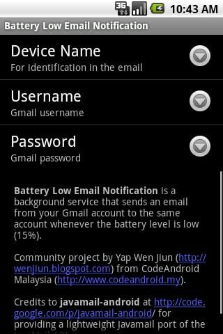 Battery Low Email Notification截图1