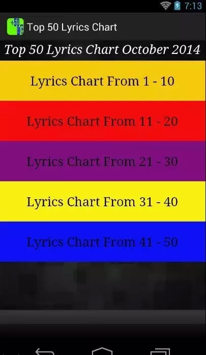 Lyrics Chart Top 50截图4