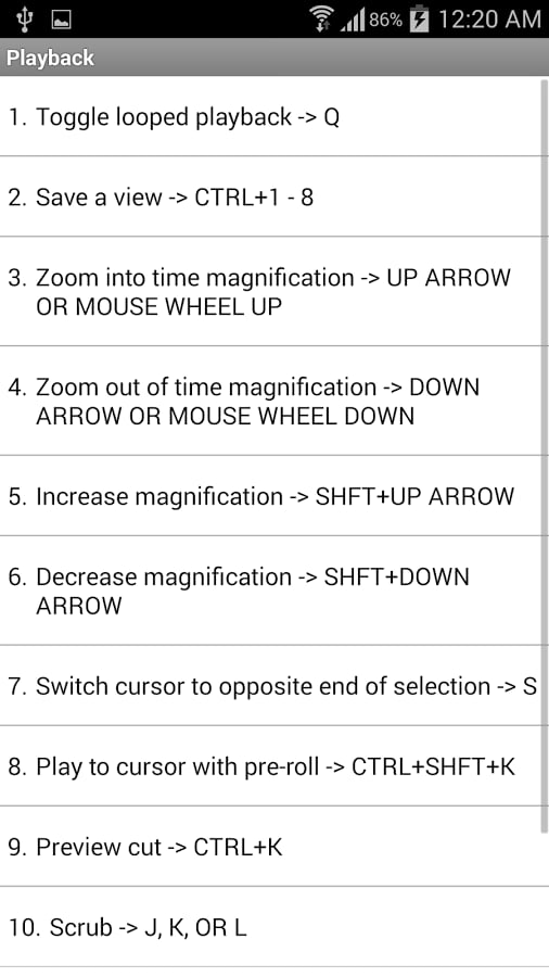 Shortcuts Sony Acid Pro截图1