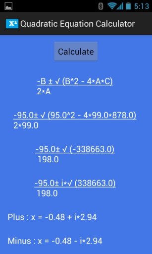 Quadratic Equation Calculator截图4