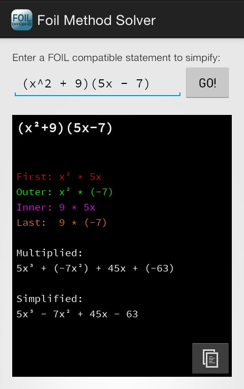 FOIL Method Solver截图1