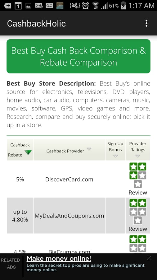 Cashback Comparison Tool截图1