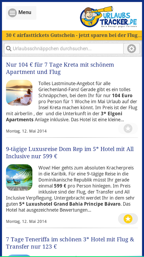 Urlaubstracker Schn&auml;ppchen截图3