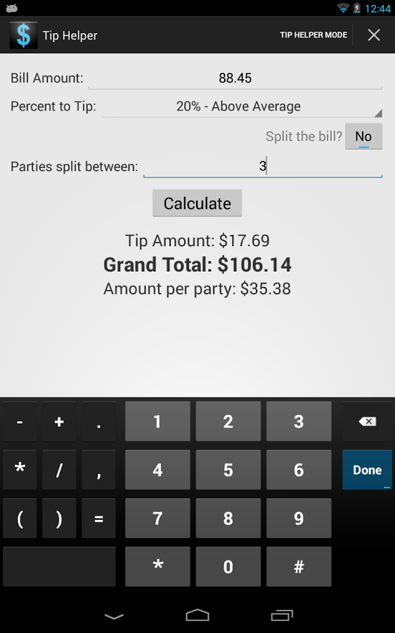 Tip Helper - Tip Calculator截图2