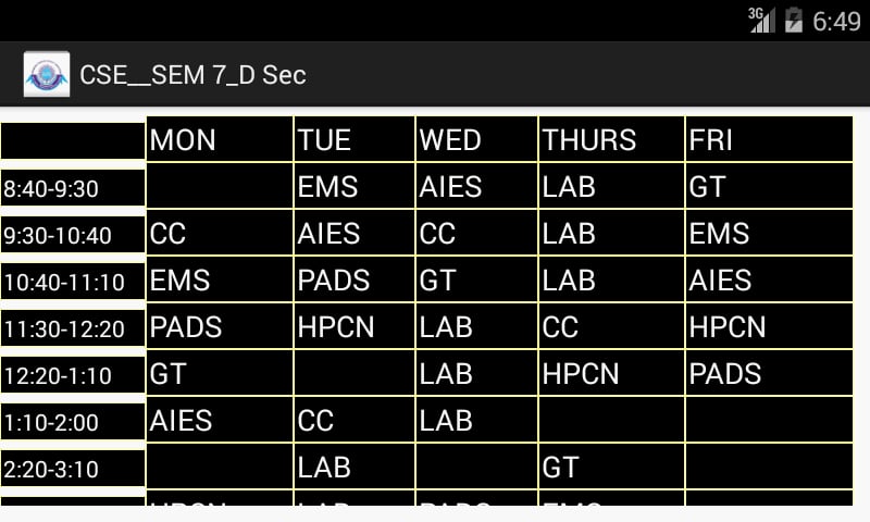 SASTRA SOC TIMETABLE截图7