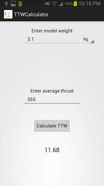 Thrust to Weight Calculator截图2