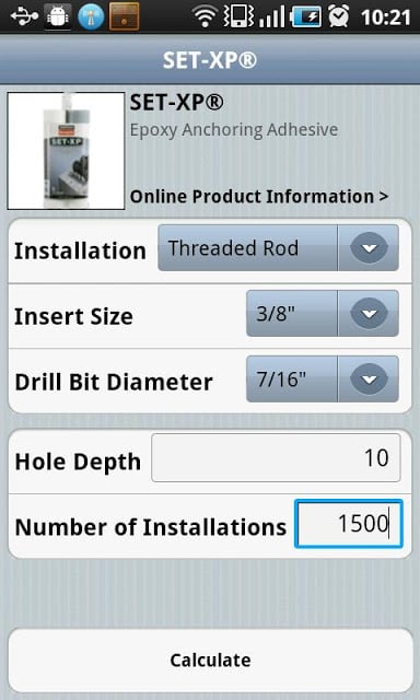 Adhesive Cartridge Estimator截图2