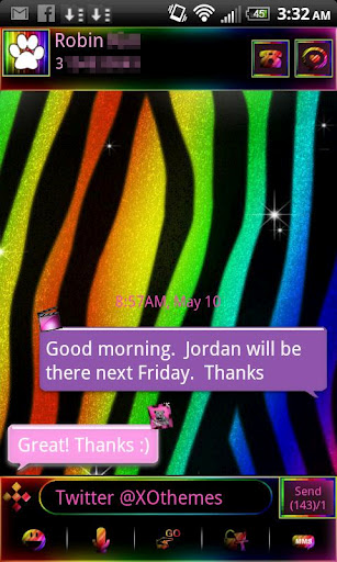 Rainbow Zebra Theme GO SMS PRO截图1