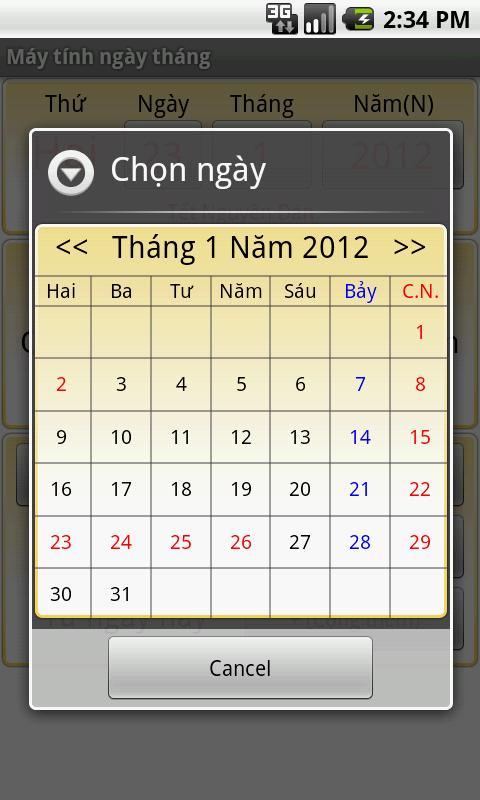 Máy tính ngày tháng截图2