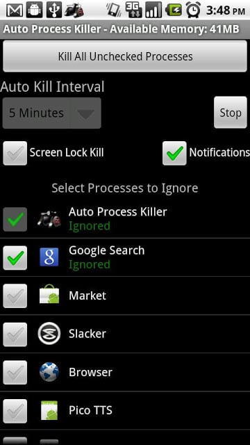 Auto Process Killer Free -1.5+截图1