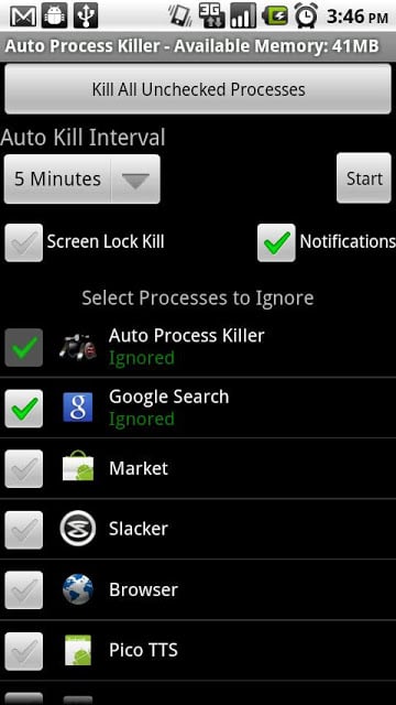 Auto Process Killer Free -1.5+截图2