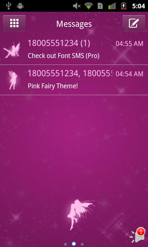 Pink Fairy Theme - GO SMS Pro截图1