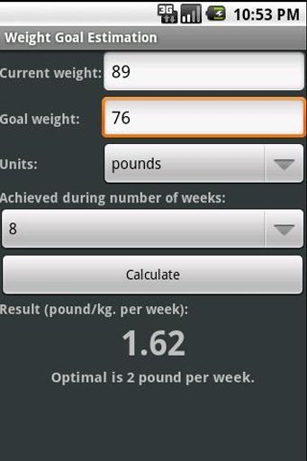 Weight Goal Estimation截图3