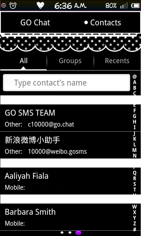 B&amp;W PolkaDot GoSMS Pro Theme截图3