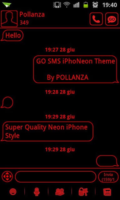 GO SMS Theme Messages Red截图1