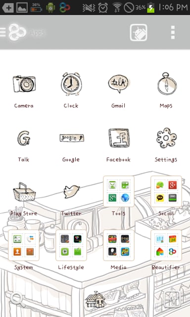 Sketch Cafe go launcher theme截图2