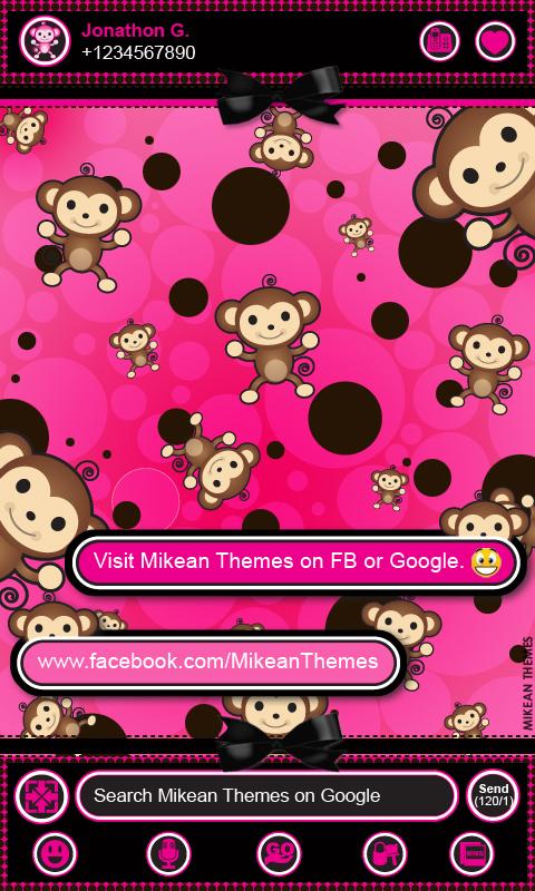 Cute Pink Monkey Theme GO SMS截图4